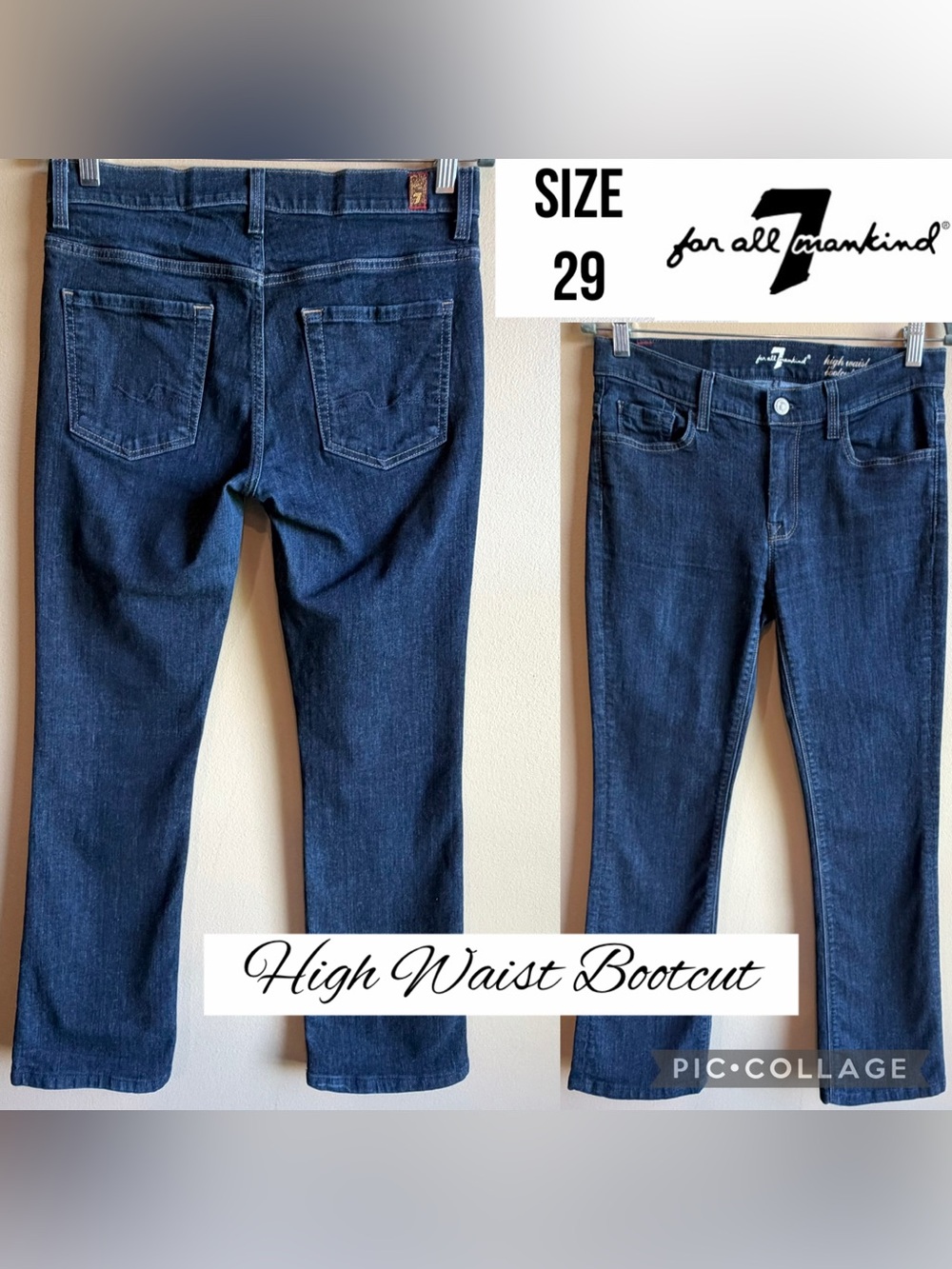 7 for All Mankind Womens Jeans High Waist Bootcut 7FAM Stretch 30” Inseam Sz 29
